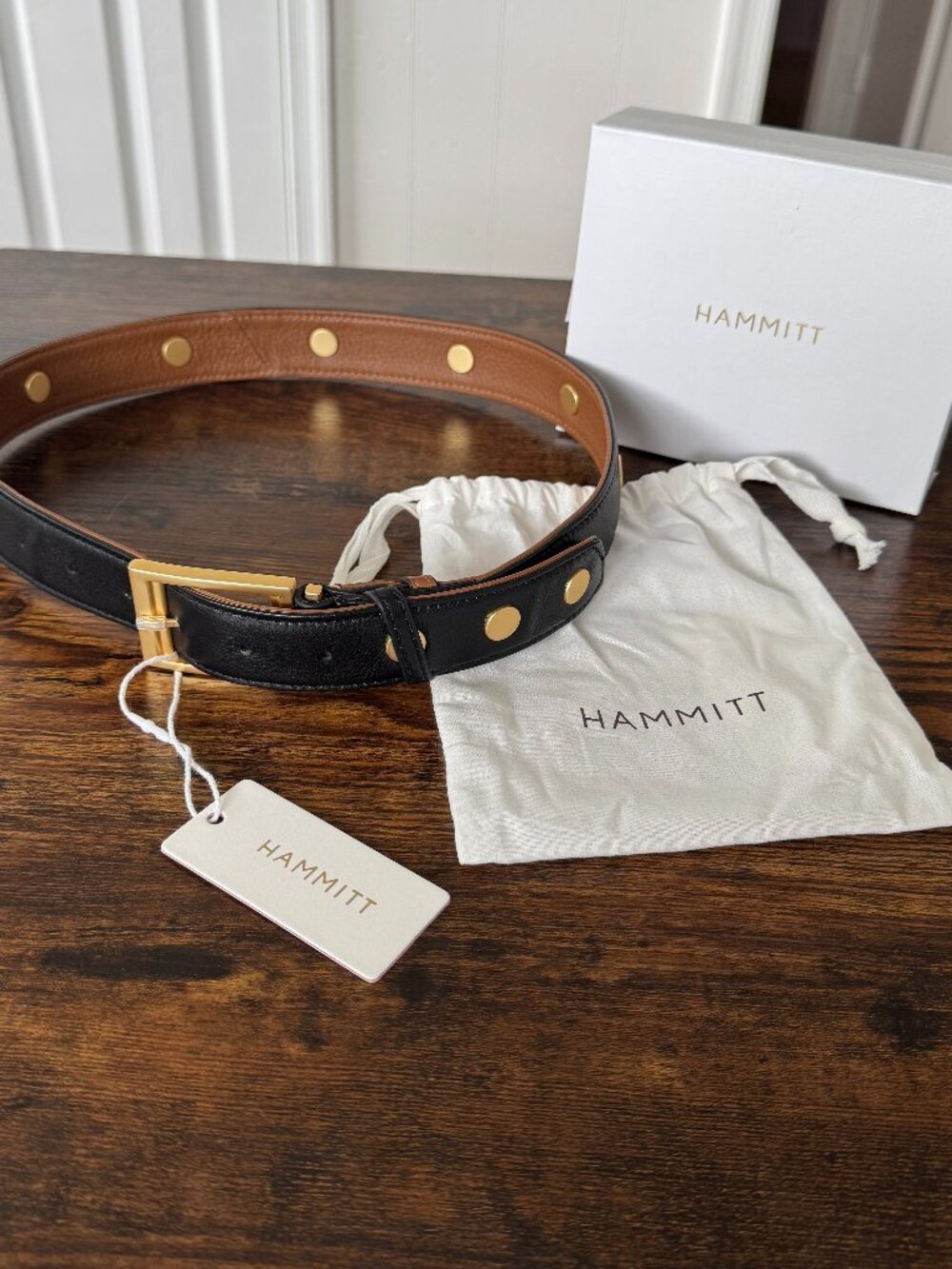 Charlie Reversible Belt- Large Black/Mahogany Pebble/Brushed Gold